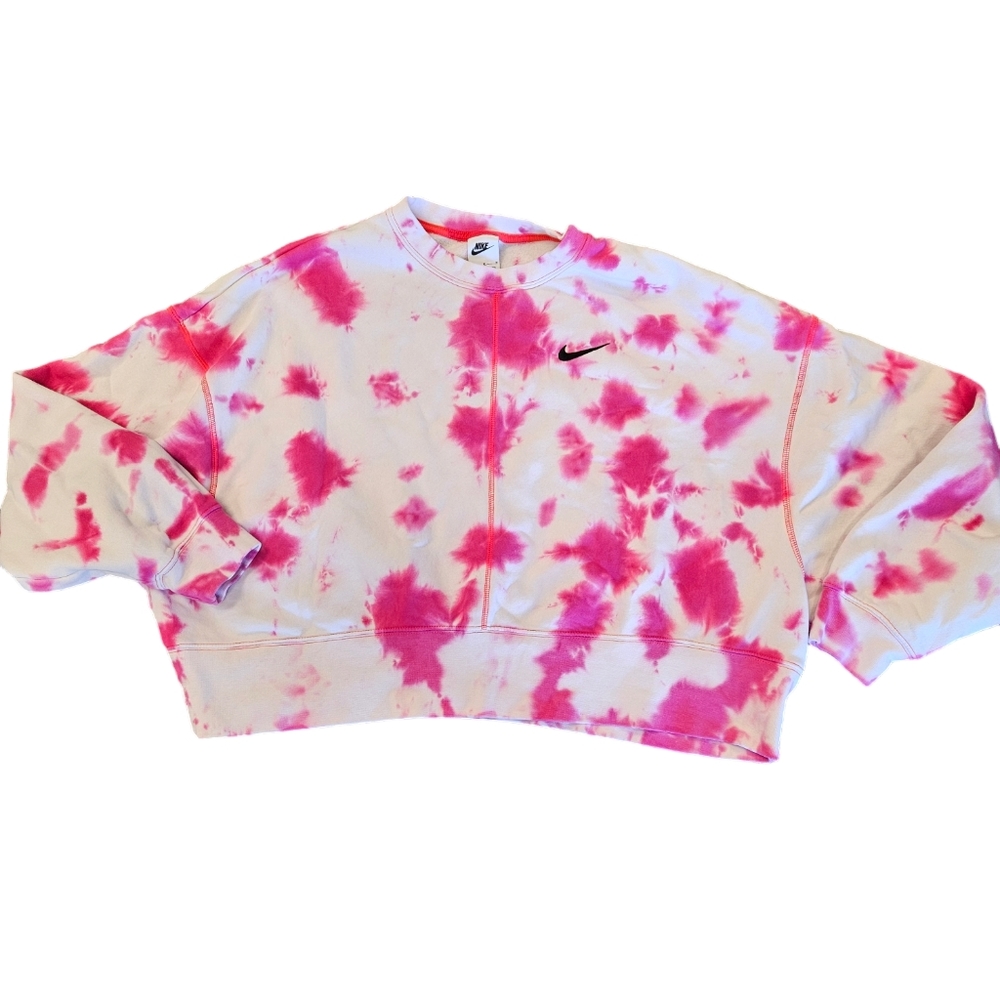Nike Pink Tie Dye Crop Sweatshirt Womens
